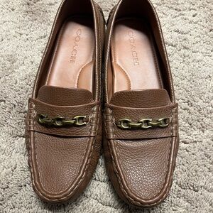 Coach Brown Leather Chain Loafers